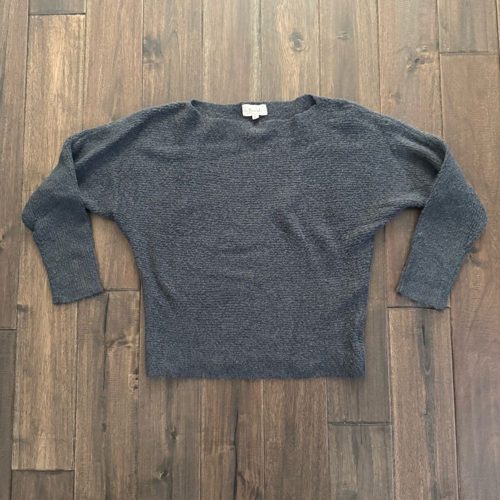 Becaal Dark Gray Dolman Sleeve Fuzzy Straight Neck Sweater S
